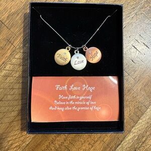 Faith Love Hope Pendant Necklace-New In Box-Never Worn